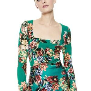 Alice + Olivia Green Floral Top